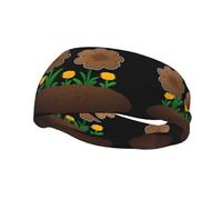 Banda de sudor decorativa deportiva de moda con flores HJFCZH plantadas en estiércol de vaca, estampado elástico que absorbe la humedad, adecuado para ciclismo, yoga, correr