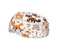 Banda de sudor decorativa deportiva de moda HJFCZH con estampado de zorro de dibujos animados que absorbe la humedad, adecuada para ciclismo, yoga, correr