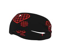 Banda de sudor decorativa deportiva de moda WHJSSF a cuadros rojos y negros con estampado de amor que absorbe la humedad, adecuada para ciclismo, yoga, correr