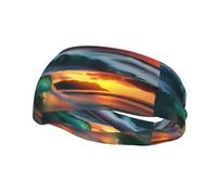 Banda de sudor decorativa deportiva de moda WHJSSF Beach Maui Hawaii Puesta de sol olas del mar Nubes Imagen absorbe la humedad elástica adecuada para ciclismo, yoga correr