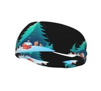 Banda de sudor decorativa deportiva de moda WHJSSF Christmas Town impresión absorbente de humedad elástica adecuada para ciclismo, yoga correr