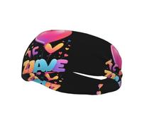 Banda de sudor decorativa deportiva de moda WHJSSF color degradado amor dice feliz cumpleaños imagen absorbe la humedad elástica adecuada para ciclismo, yoga correr