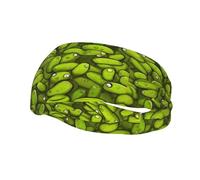 Banda de sudor decorativa deportiva de moda WHJSSF con guisantes verdes que absorbe la humedad, elástica adecuada para ciclismo, yoga, correr