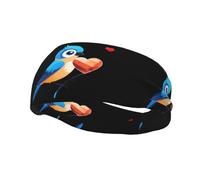 Banda de sudor decorativa deportiva de moda WHJSSF gorrión azul que hace un patrón de corazón elástico que absorbe la humedad, adecuado para ciclismo, yoga, correr