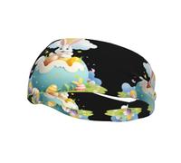 Banda de sudor decorativa deportiva de moda WHJSSF huevo de Pascua paraíso en las nubes, patrón elástico que absorbe la humedad, adecuado para ciclismo, yoga, correr