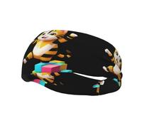 Banda de sudor decorativa deportiva de moda WHJSSF Kitten in the Colorful World, imagen elástica que absorbe la humedad, adecuada para ciclismo, yoga, correr