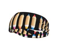 Banda de sudor decorativa deportiva de moda WHJSSF lápices de colores para dibujar el mundo. Patrón elástico que absorbe la humedad, adecuado para ciclismo, yoga, correr