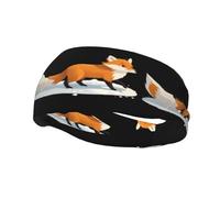 Banda de sudor decorativa deportiva de moda WHJSSF Little Fox caminando sobre la nieve. Impresión elástica que absorbe la humedad, adecuada para ciclismo, yoga, correr
