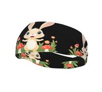 Banda de sudor decorativa deportiva de moda WHJSSF Little Rabbit in the Mushroom Garden Print Moisture wicking elastic suitable for cycling yoga running