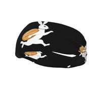 Banda de sudor decorativa deportiva de moda WHJSSF Rabbit caminando hacia adelante con pan, impresión elástica que absorbe la humedad, adecuada para ciclismo, yoga, correr