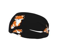 Banda de sudor decorativa deportiva de moda WHJSSF zorro rojo escuchando música, impresión elástica que absorbe la humedad, adecuada para ciclismo, yoga, correr
