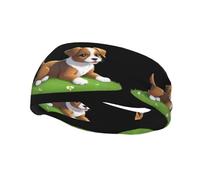 Banda de sudor decorativa deportiva de moda YYHWHJDE Puppy on the grass Pattern Diademas para hombres y mujeres