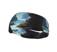 Banda de sudor decorativa deportiva de moda YYHWHJDE Sea Water between the rocks Pattern Diademas para hombres y mujeres