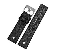 Banda de vigilancia de cuero para diesel DZ7395 DZ7370 DZ7257 DZ7430 Banda de reloj Softhide Strap Store Rivet 24m 26 mm 28 mm para hombres Mujeres (Color: Black Plate Rivet, Tamaño: 28 mm)