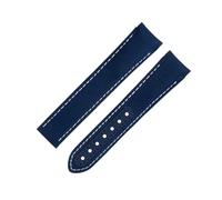 Banda de vigilancia de extremo curvado de 20 mm para correa omega para AT150 Seamaster 300 Planet Ocean de Ville Speedmaster Blue White Línea de alta densidad Bandas de cuero de vaca de nylon