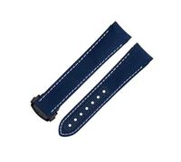 Banda de vigilancia de extremo curvado de 20 mm para correa omega para AT150 Seamaster 300 Planet Ocean de Ville Speedmaster Blue White Línea de alta densidad Bandas de cuero de vaca de nylon