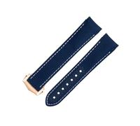 Banda de vigilancia de extremo curvado de 20 mm para correa omega para AT150 Seamaster 300 Planet Ocean de Ville Speedmaster Blue White Línea de alta densidad Bandas de cuero de vaca de nylon