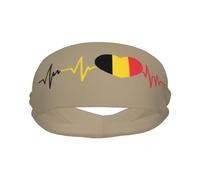 Banda Deportiva con la Bandera Belga I Love Belgium Heartbeat para Hombre y Mujer, Banda Absorbente de algodón Absorbente, Ideal para Yoga y Ciclismo.