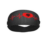 Banda Deportiva con la Bandera de Albania I Love Albania para Hombre y Mujer, Banda Absorbente de algodón Absorbente, Ideal para Yoga y Ciclismo.