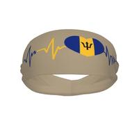 Banda Deportiva con la Bandera de Barbados I Love Barbados Heartbeat para Hombre y Mujer, Banda Absorbente de algodón Absorbente, Ideal para Yoga y Ciclismo.