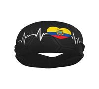 Banda Deportiva con la Bandera de Ecuador I Love Ecuador Heartbeat para Hombre y Mujer, Banda Absorbente de algodón Absorbente, Ideal para Yoga y Ciclismo.