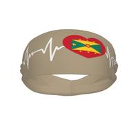 Banda Deportiva con la Bandera de Granada I Love Granada Heart para Hombre y Mujer, Banda Absorbente de algodón Absorbente, Ideal para Yoga y Ciclismo.