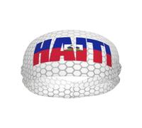 Banda Deportiva con la Bandera de Haití, Texto en inglés Hayti Word Art para Hombre y Mujer, Banda para el Sudor de algodón Absorbente, Ideal para Yoga y Ciclismo.