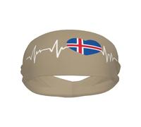 Banda Deportiva con la Bandera de Islandia I Love Iceland Heartbeat para Hombre y Mujer, Banda de algodón Absorbente para el Sudor, Ideal para Yoga y Ciclismo.