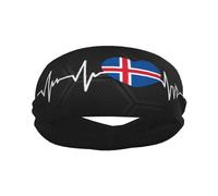 Banda Deportiva con la Bandera de Islandia I Love Iceland Heartbeat para Hombre y Mujer, Banda de algodón Absorbente para el Sudor, Ideal para Yoga y Ciclismo.