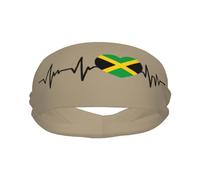 Banda Deportiva con la Bandera de Jamaica I Love Jamaica Heartbeat para Hombre y Mujer, Banda para el Sudor de algodón Absorbente, Ideal para Yoga y Ciclismo.