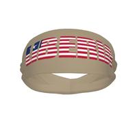 Banda Deportiva con la Bandera de Liberia y Texto en inglés Word Art para Hombre y Mujer, Banda para el Sudor de algodón Absorbente, Ideal para Yoga y Ciclismo.