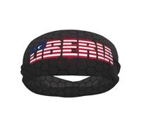 Banda Deportiva con la Bandera de Liberia y Texto en inglés Word Art para Hombre y Mujer, Banda para el Sudor de algodón Absorbente, Ideal para Yoga y Ciclismo.