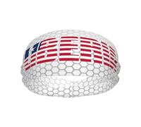 Banda Deportiva con la Bandera de Liberia y Texto en inglés Word Art para Hombre y Mujer, Banda para el Sudor de algodón Absorbente, Ideal para Yoga y Ciclismo.