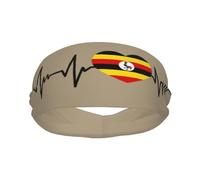 Banda Deportiva con la Bandera de Uganda Heartbeat I Love Uganda para Hombre y Mujer, Banda Absorbente de algodón para el Sudor, Ideal para Yoga y Ciclismo.