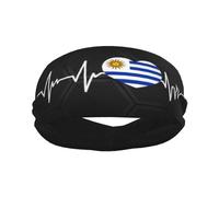Banda Deportiva con la Bandera de Uruguay I Love Uruguay Heartbeat para Hombre y Mujer, Banda Absorbente de algodón Absorbente, Ideal para Yoga y Ciclismo.