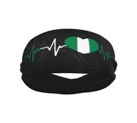 Banda Deportiva con la Bandera nigeriana I Love Nigeria Heartbeat para Hombre y Mujer, Banda de algodón Absorbente para el Sudor, Ideal para Yoga y Ciclismo.