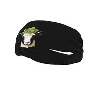 Banda deportiva de moda decorativa para el sudor QQOUPP Cordero con brotes en la cabeza. Elástico impreso que absorbe la humedad, adecuado para ciclismo, yoga, correr