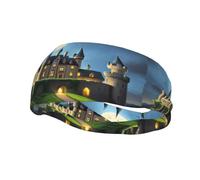 Banda deportiva de moda decorativa para el sudor WHJSSF Castle in the Moonlight Picture Moisture wicking elastic suitable for cycling yoga running