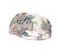 Banda deportiva de moda para el sudor WHJSHOP de dibujos animados de elefante y búhos estampados florales que absorben el sudor para hombres y mujeres