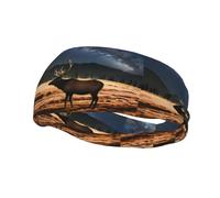Banda deportiva de moda para el sudor WHJSHOP Elk in the Meadow Prints Diademas absorben el sudor para hombres y mujeres