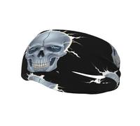 Banda deportiva de moda para el sudor WHJSHOP Lightning in the Skull Printed Headbands Absorb sweat for men and women