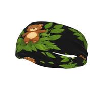 Banda deportiva de moda para el sudor WHJSHOP Little Bear in the Bamboo Leaves Printed Headbands Absorb sweat for men and women