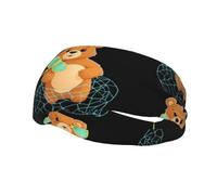 Banda deportiva de moda para el sudor WHJSHOP Little Bear in the Net Bag Printed Headbands Absorb sweat for men and women