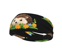Banda deportiva de moda para el sudor WHJSHOP Little Hedgehog in the flowers Printed Headbands Absorb sweat for men and women