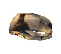 Banda deportiva de moda para el sudor WHJSHOP Little Sparrow Flying to the lighthouse. Diademas estampadas que absorben el sudor para hombres y mujeres