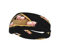 Banda deportiva de moda para el sudor WHJSHOP Piglets in the Straw House - Diademas impresas que absorben el sudor para hombres y mujeres