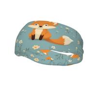 Banda deportiva decorativa para el sudor con estampado de zorro HJFCZH Little Fox, elástica que absorbe la humedad, adecuada para ciclismo, yoga, correr