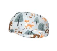 Banda deportiva decorativa para el sudor de HJFCZH con dibujos animados de zorro y árbol que absorbe la humedad, elástica adecuada para ciclismo, yoga, correr