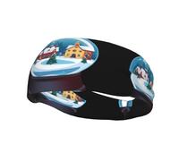 Banda deportiva decorativa para el sudor de WHJSSF Christmas Town en la bola de cristal, impresión elástica que absorbe la humedad, adecuada para ciclismo, yoga, correr