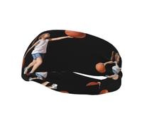 Banda deportiva decorativa para el sudor de WHJSSF Little Basketball Champion, impresión elástica que absorbe la humedad, adecuada para ciclismo, yoga, correr